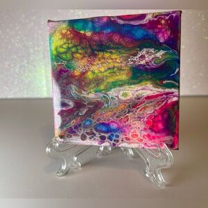 Vibrant Abstract Blacklight Resin Canvas Art